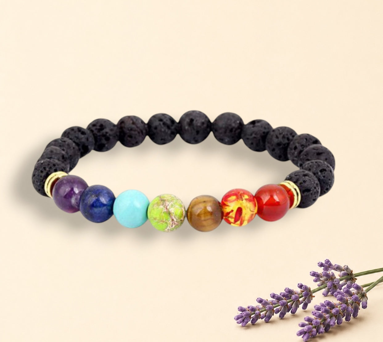 Chakra and lava stone single