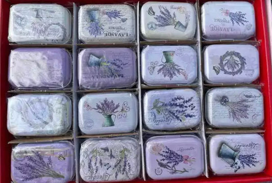 Assorted Lavender themed Tins Empty Set of 3 tins