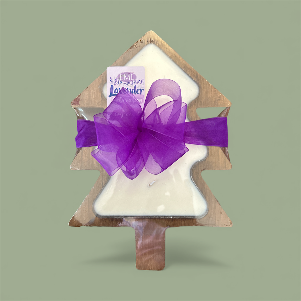 Wood Carved Bowl Candles - Tree Natural