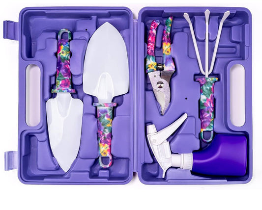 5 piece garden tool set with case