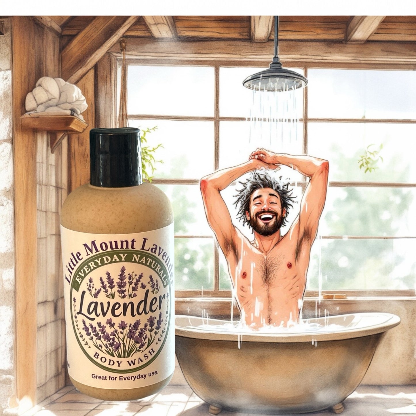 Everyday Naturals Lavender Body Wash w/ Free Jute Glove