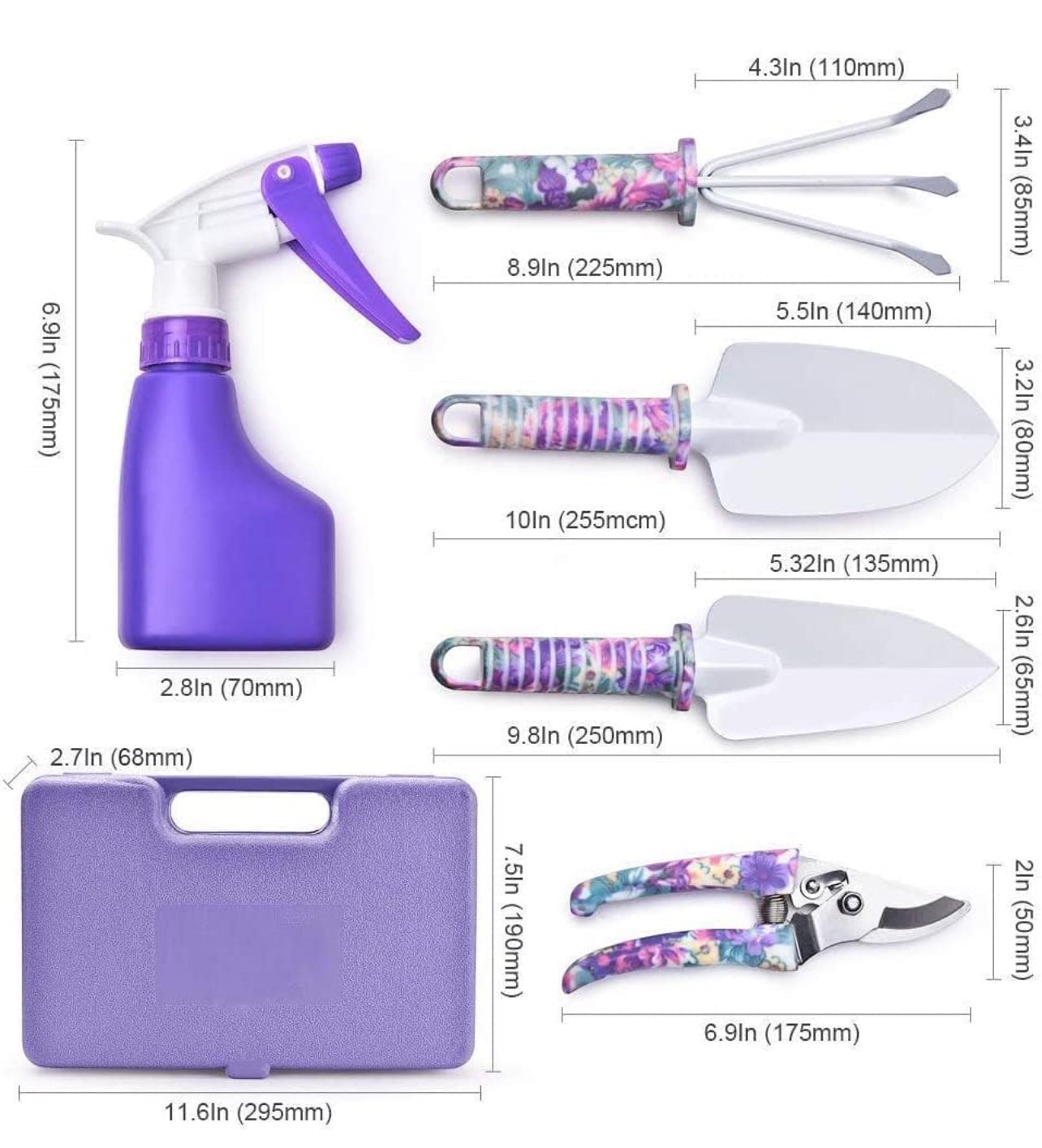 5 piece garden tool set with case