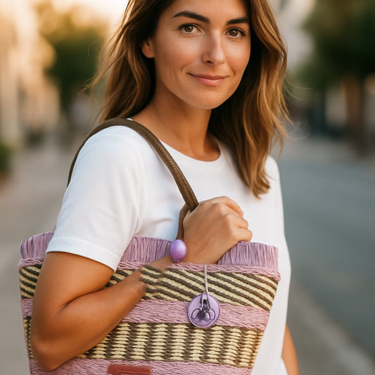 Colorful Straw Boho Tote Bag