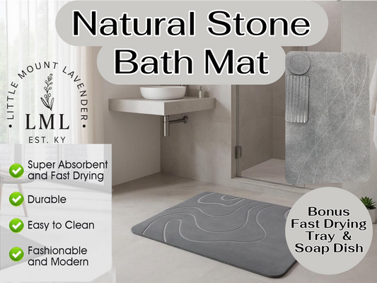 Natural Stone Mat - Large for Bath with Free Counter Top Mats