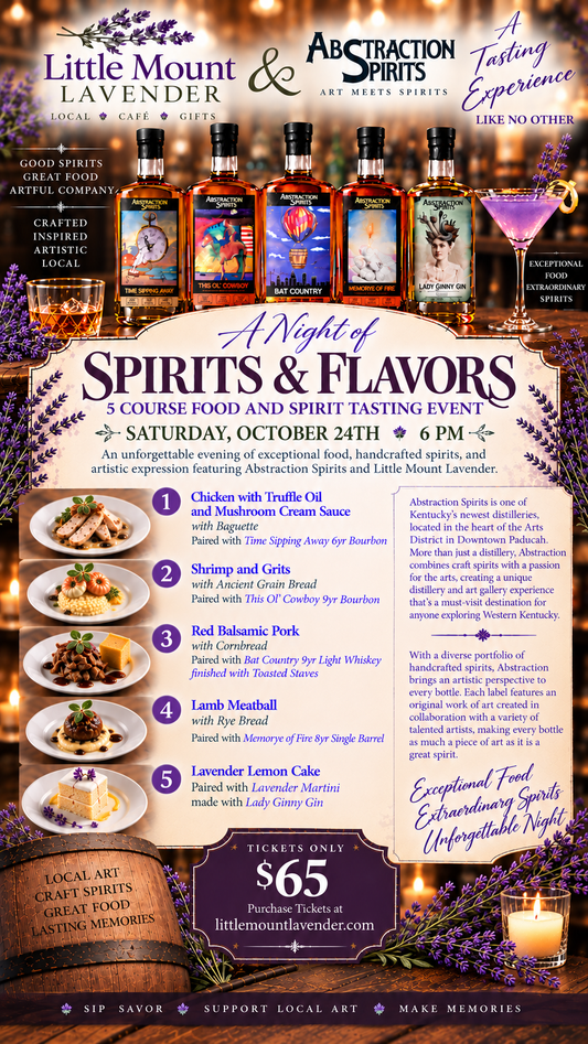 A Night of Spirits and Flavors - Featuring Abstraction Spirits of KY Saturday October 24th 6 pm