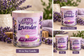 Little Mount Lavender Lavender Total Relaxation Soy Candles photographed on cream background with lavender accents