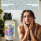 Little Mount Lavender Honey and Hemp face wash bottle next to a man applying skincare in a bright, natural setting.