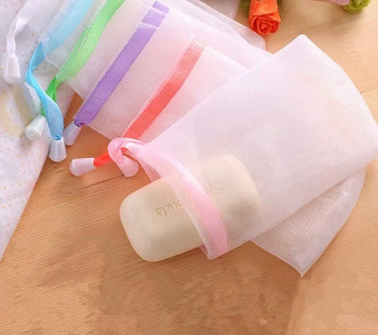 Little Mount Lavender double layered mesh soap bags in assorted pastel colors for creating rich soap lather.
