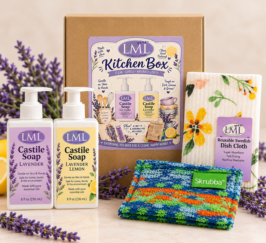 Little Mount Lavender kitchen styled product photograph with warm cream background