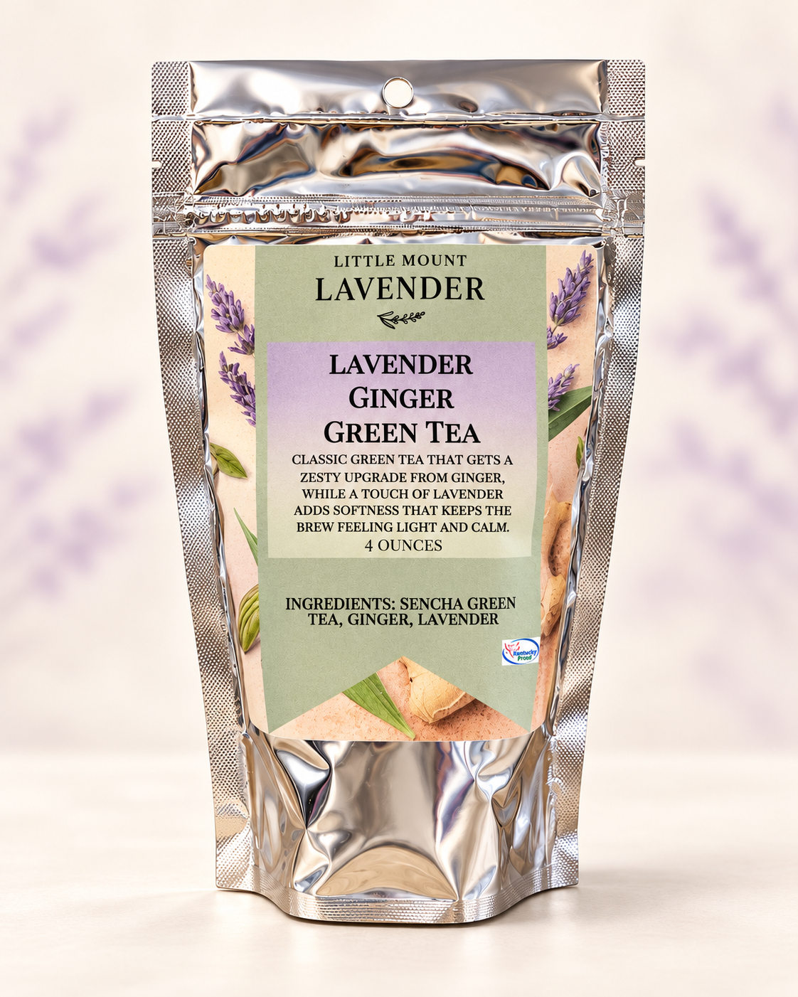 Little Mount Lavender Lavender Ginger Green tea on cream background