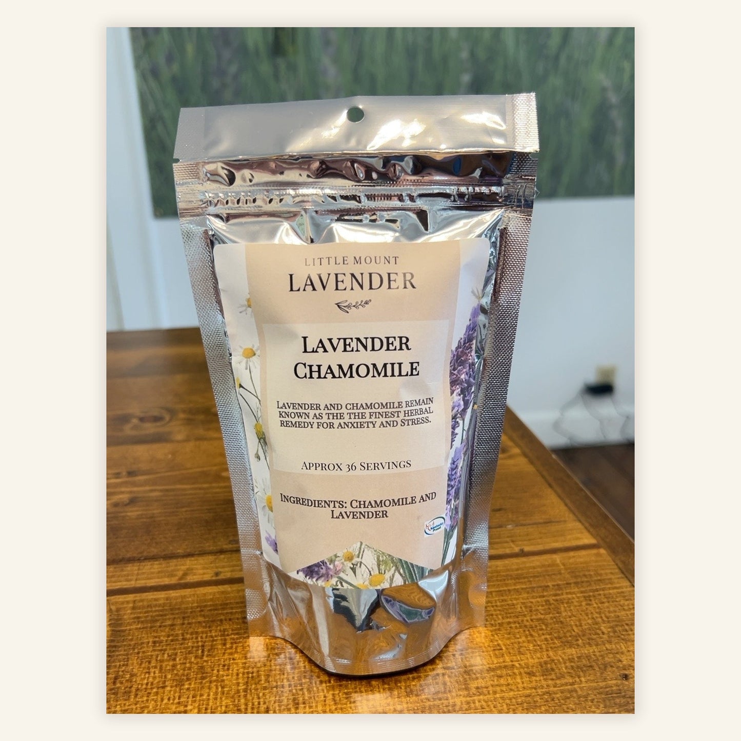 Original Lavender Chamomile Loose Leaf Tea tea pouch, true packaging photographed in store